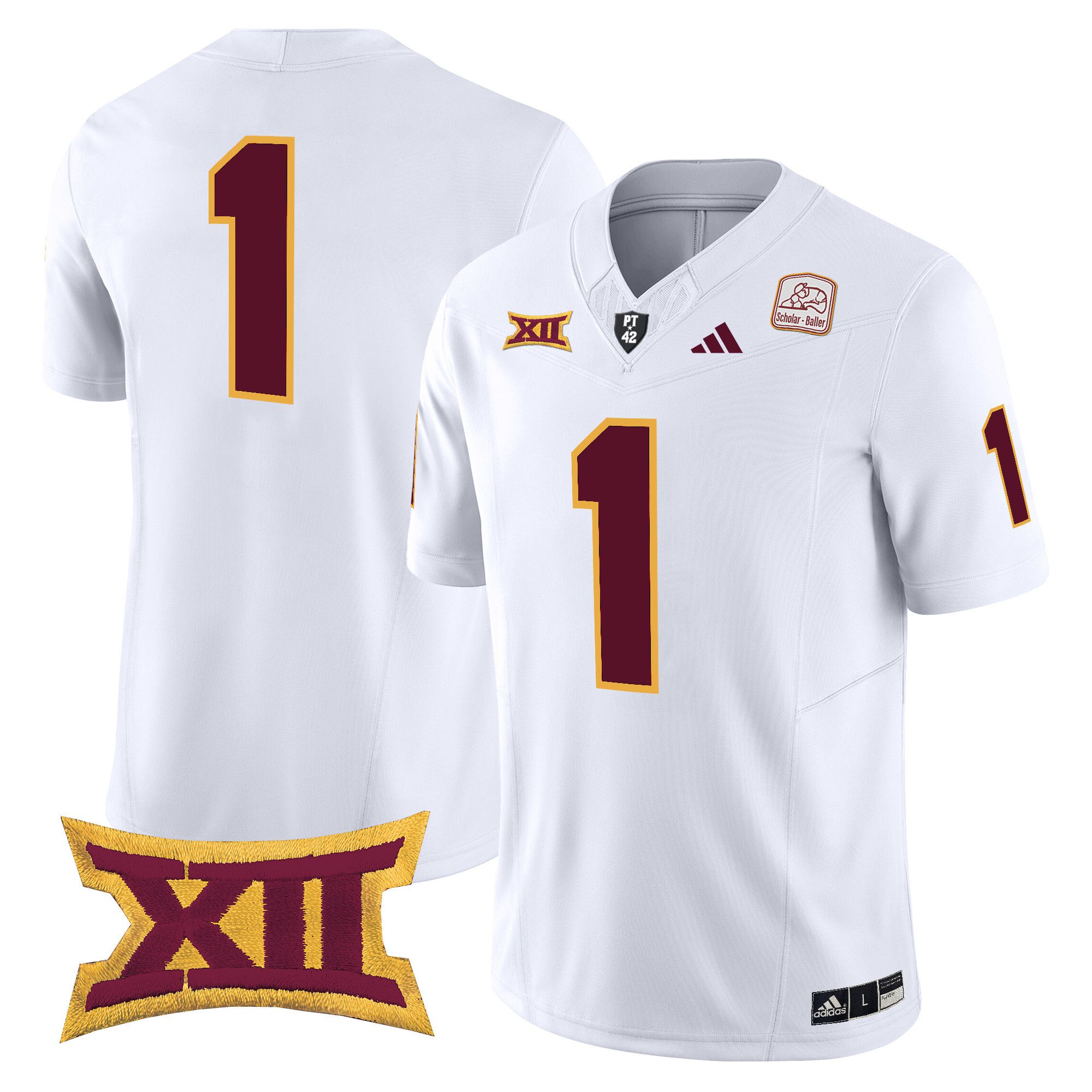 Men Arizona State Sun Devils #1 No Name White Red 2024 Vapor Limited NCAA Jersey